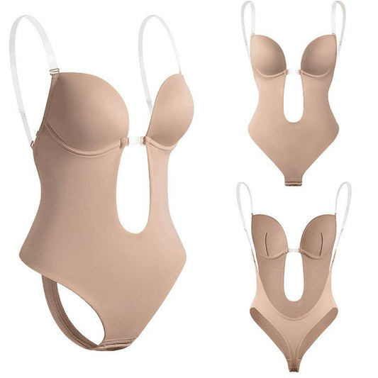 Rückenfreier Bodysuit Nahtloser Integrierter BH Tanga Shapewear