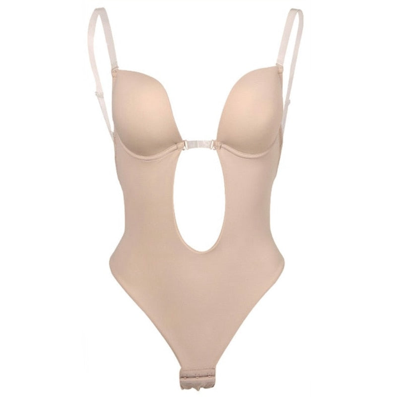 Rückenfreier Bodysuit Nahtloser Integrierter BH Tanga Shapewear