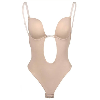 Rückenfreier Bodysuit Nahtloser Integrierter BH Tanga Shapewear