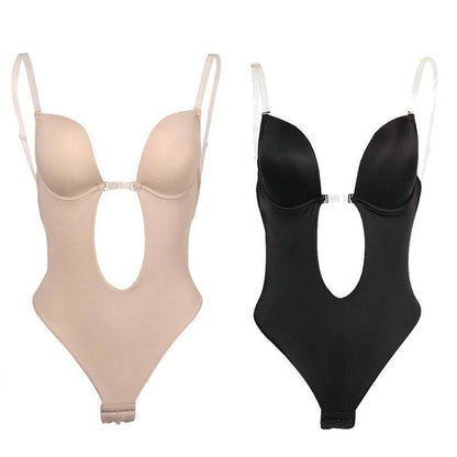 Rückenfreier Bodysuit Nahtloser Integrierter BH Tanga Shapewear